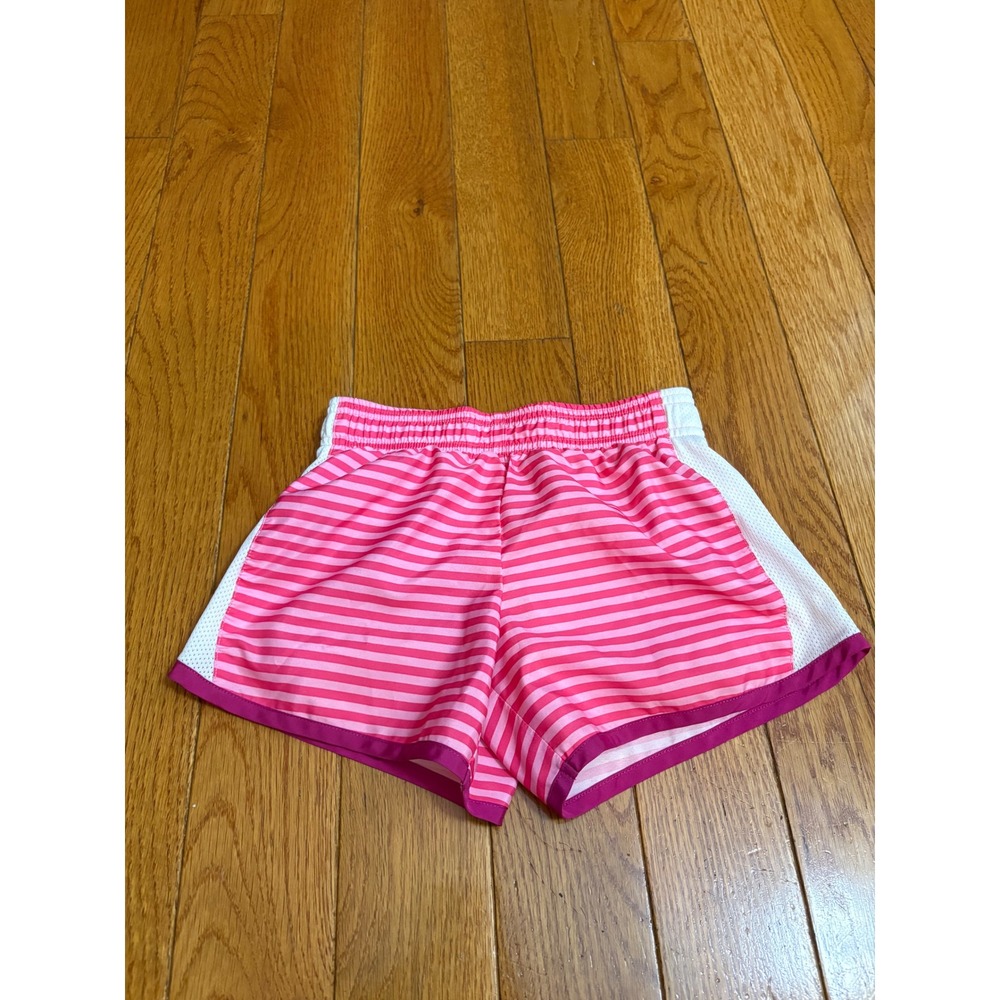 Danskin Now Girls Pink Striped Athletic Shorts Mesh Side Panels Size 6-6X